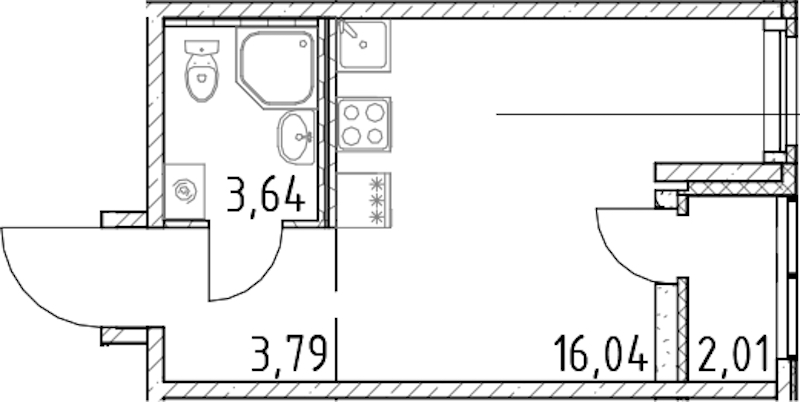 Квартира студия 23.47 м², 10/23 эт., ЖК «Город Первых»